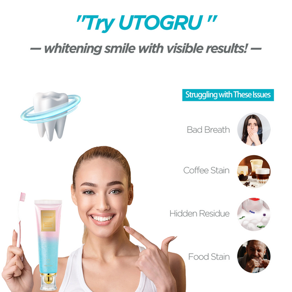 UTOGRU Whitening Toothpaste  – Teeth Brightening & Fresh Breath Formula - alternate view